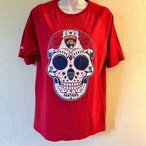 Florida Panthers NHL Hockey Sugar Skull Red Tshirt RARE Size Medium